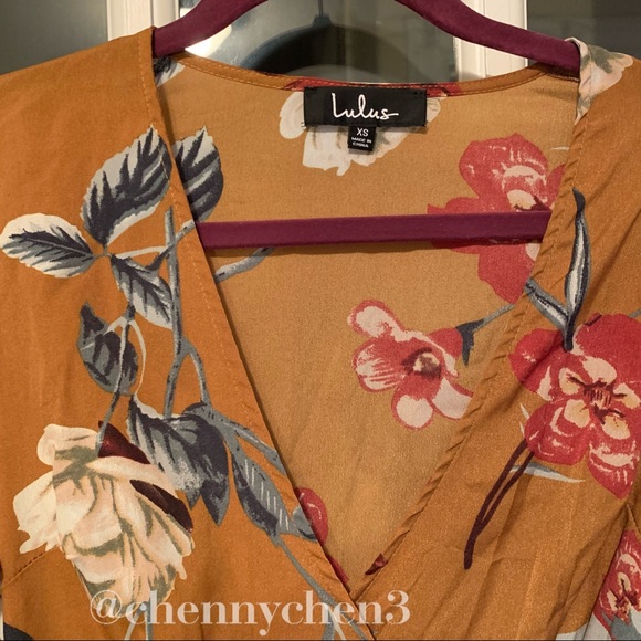 Love & Light Mustard Yellow Floral Midi Wrap Dress - Picture 8 of 10